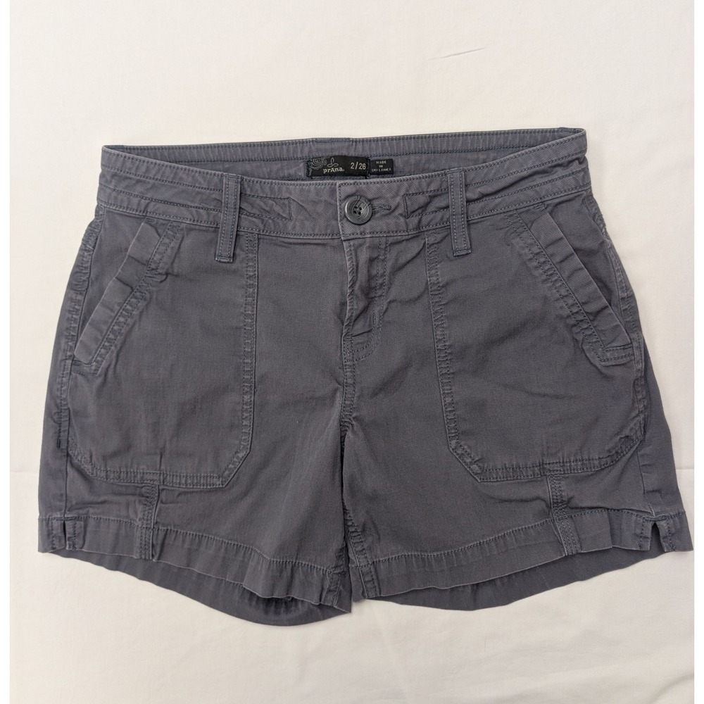 prAna Gray Organic Cotton Utility Shorts Women's Size 2 Hiking Outdoor